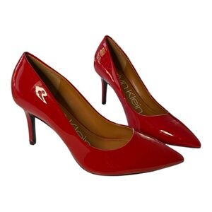 Calvin Klein Glossy Patent Red Heels Pumps